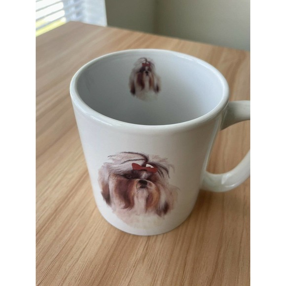 *Bowwowmeow Shih Tzu Coffee Mug Personality Description Dog Long Hair Red Bow - Picture 3 of 4
